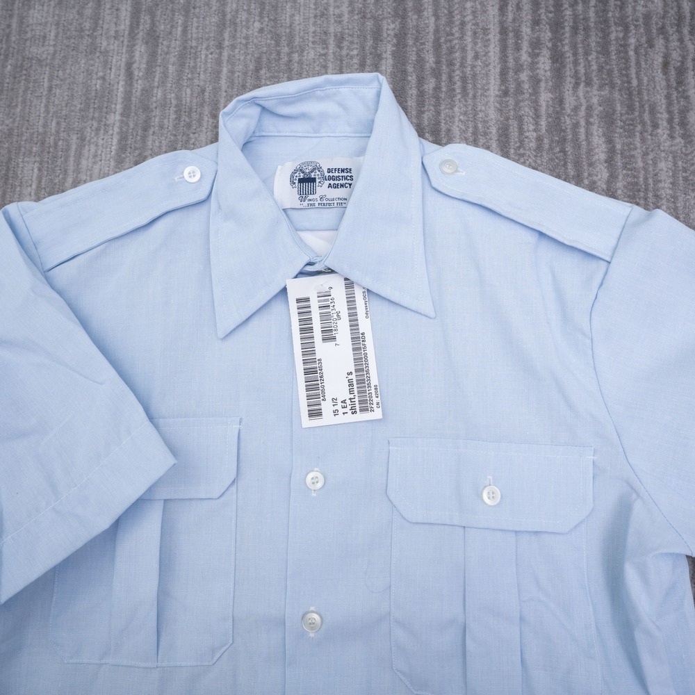 Defense Logistics Agency Mens AF Blue 1550 Short Sleeve Uniform Shirt 15.5 New